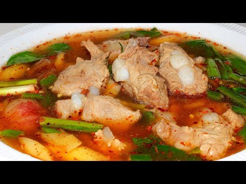 ต้มแซ่บกระดูกหมูอ่อน | Pork spare rib Spicy soup สอนทำอาหาร สูตรอาหาร ทำกินเองง่ายๆ | นายต้มโจ๊ก
