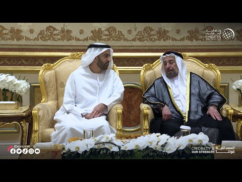 Image:حاكم الشارقة يتقبل تهاني ولي عهد رأس الخيمة بشهر رمضان المبارك
