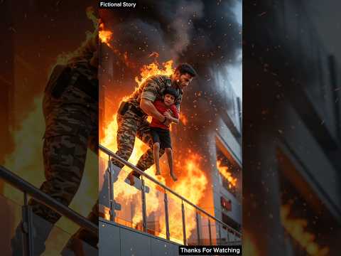 Indian Army rescues child by jumping from balcony of burning mall #ai #army
