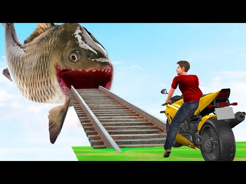 विशाल मछली  बाइक बचाव Giant Fish Motorbike Rescue Must Watch New Comedy Funny Video Hindi