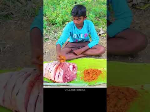 Giant Beef Leg Tandoor In VILLAGE Cooks #SHORTS