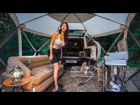OVERNIGHT CAR CAMPING BESIDE A STREAM | NATURE ASMR