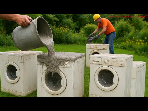 Top Creative Ideas With Old Washing Machines And Cement. Make outdoor coffee tables and chairs.