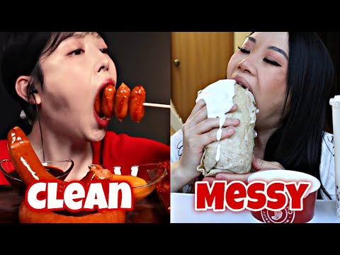 CLEAN VS MESSY MUKBANG ( BIG BITES ) 🙀😱