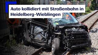 Auto kollidiert mit Straßenbahn in Heidelberg Wieblingen