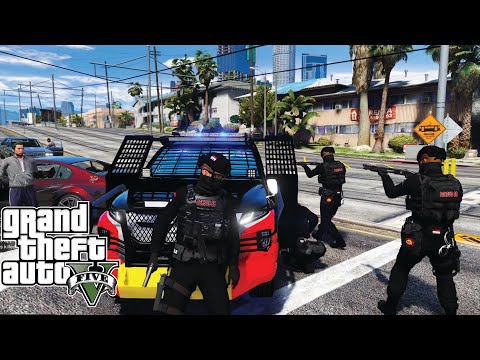 Patroli Pasukan Densus88 Diserang Gangster Bersenjata || GTA 5 Mod Polisi Indonesia