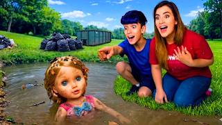 RESGATEI A BONECA DA MANU QUE CAIU NO LAGO 🙌 (Teatro em família🕵️)