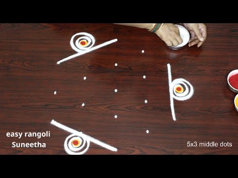 how to make simple and elegant rangoli designs🌸easy flower muggulu🌸daily kolam rangoli design