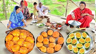 গ্রাম্য পদ্ধতিতে মাটির চুলায় ডিমের কারি রান্না সাথে পুরভরা কাকরোল রেসিপি আর দুপুরের খাওয়া দাওয়া