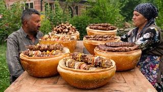 Mushroom Shaped Bread Bowls with Grilled Lamb Skewers