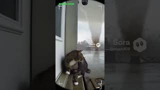 The CCTV Capture A Very Sad Moment #sora2 #cat #sorabeats #babybird #tornado #soralife #babyduck