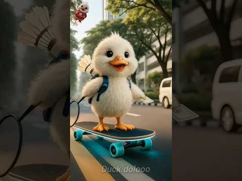 The cute little duck goes home and plays badminton. #duck #shorts