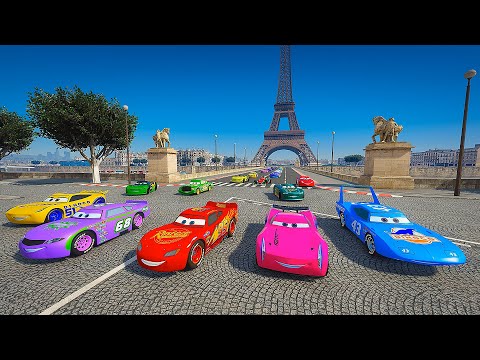 Pixar Cars Street Racers in Paris Lightning McQueen The King Cruz Ramirez Chick Hicks Manny Flywheel