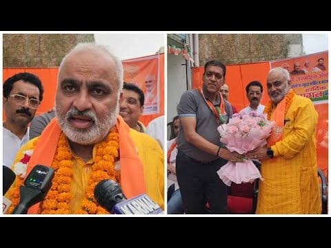 BJP उम्मीदवार जगमोहन आनंद Scooter मार्केट पहुंचे जनसंपर्क कार्यक्रम करने