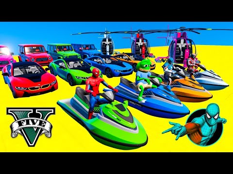 GTA V Epic New Stunt Race For Car Racing Challenge By Spiderman With Amazing Car Planes and Boats