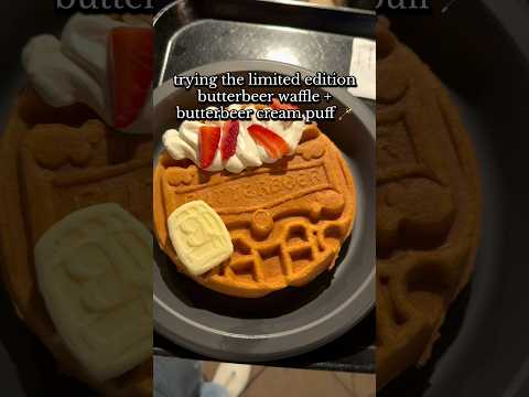 trying butterbeer waffle & butterbeer cream puff 🪄🪄