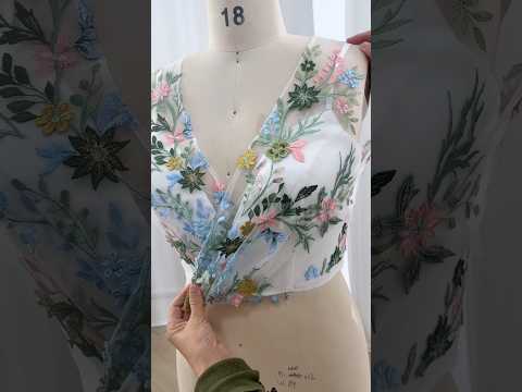 Making a V neck floral embroidery plus size dress #dress #sewing #fashion #prom #creative #wedding
