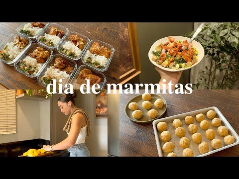 Fazendo comida para semana toda, marmitas, salada, lanche, cardápio...