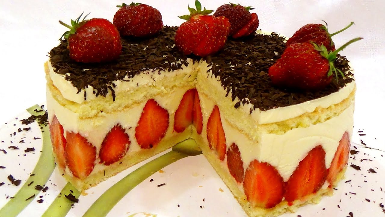 Торт Фрезье(Fraisier. Клубничный торт. Пошаговый рецепт.