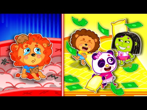 Lion Family | Broke Guy Wants to Join the Rich Sleepover Party! Stories About Friendship | Cartoon