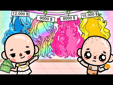 Rich and Poor Bald Girl With Challenge Hair | Toca Life Story |Toca Boca