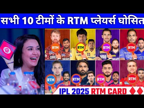 IPL 2025 - All Teams RTM Card Players || All 10 Teams RTM Card Players Ipl 2025 || CSK, RCB, KKR, MI