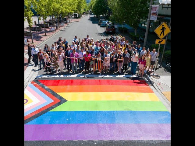 City of Tacoma kicked off Pride Month with the celebratory unveiling of a new, permanent Pride-themed crosswalk on Broadway, between South 9th and 11th streets. The vibrant installation stands as a powerful symbol of Tacoma’s long history as a welcoming and inclusive city for the LGBTQIA2+ community.