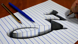 Drawing z Hole in Line Paper   3D Trick Art