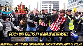 Newcastle and Sunderland FANS FIGHT IN THE STREETS ON DERBY DAY BEFORE KICK OFF !!!!!