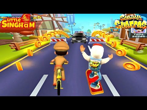 Little Singham Cycle Race V/S Subway Surfers - Police Attack on Surfers - Android/iOS Gameplay HD