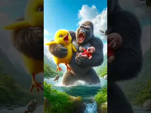 🐥Chick saves the baby 👶 from Gorilla🦍