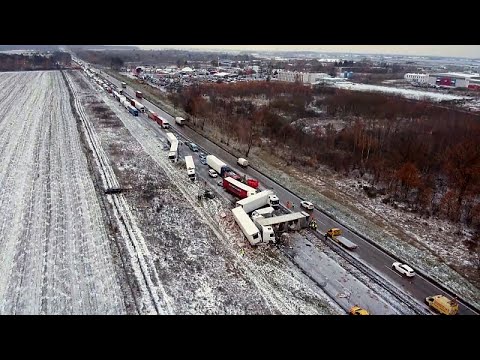Fatal pile-up on Polish motorway amid first snow