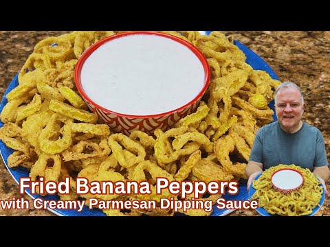 Fried Banana Peppers with Creamy Parmesan Dipping Sauce-A Crispy, Crunchy Appetizer Everyone Loves!