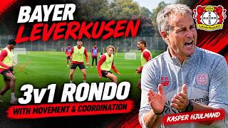 Bayer Leverkusen | Kasper Hjulmand | 3v1 Rondo with Movement & Coordination