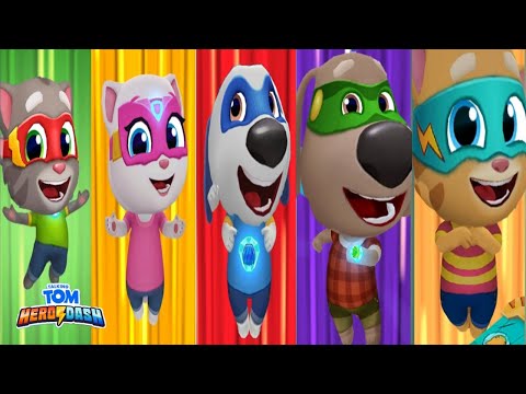 TALKING TOM HERO DASH -- ALL SUPER HERO BIG BOSS FIGHT & ALL HERO SAVE ALL CITY FUN RUN