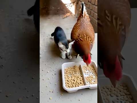 Rebutan Makanan, Ayam Lawan Kucing!