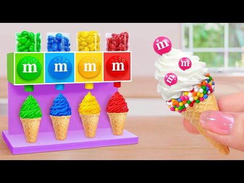 Rainbow Ice Cream Idea 🍦 Wonderful Miniature M&M Ice Cream Recipe 🍦Mini Cakes