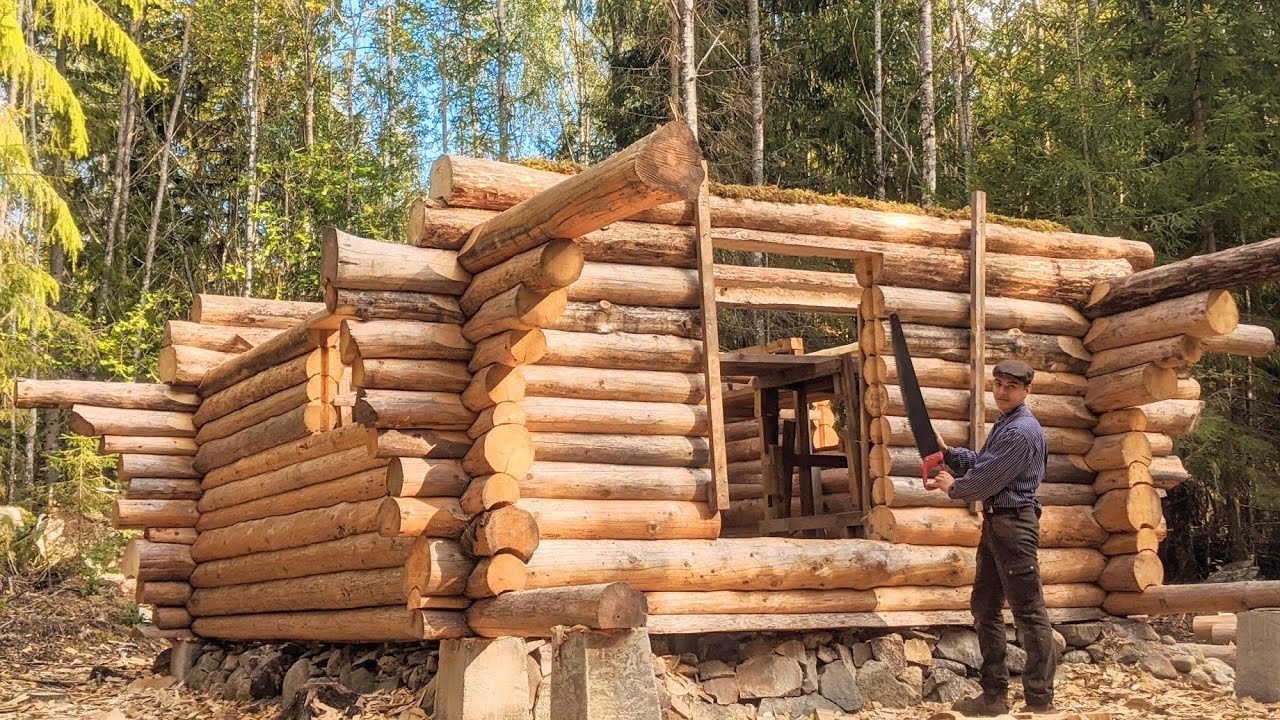 After: One Year Alone Building Log Cabin Where Is The Door!
