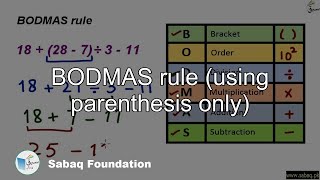 BODMAS rule (using parenthesis only)
