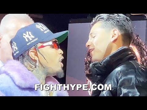 Gervonta davis & ryan garcia heated first face off; trade words, go at it, & stare each other down