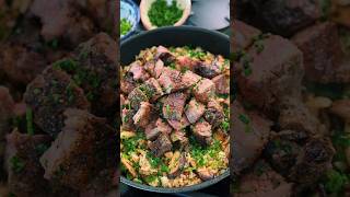 ONE POT DINNER: STEAK & MUSHROOM RICE BOWL (less than 30 minutes!)