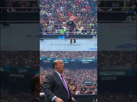Paul Heyman's face when Oba did the unthinkable at #WrestleMania 😧