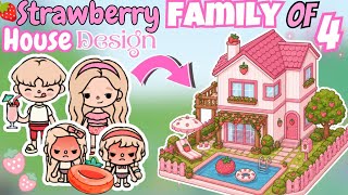 NEW VIDEO!😱 Strawberry Family of 4 House Design 🍓🩷✨ Toca Boca House Ideas | Toca Life World