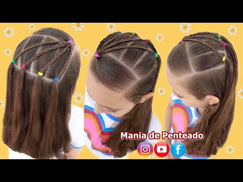 Penteado Infantil Fácil com Tranças e Cabelo Solto | Easy Hairstyle with Braids for Girls