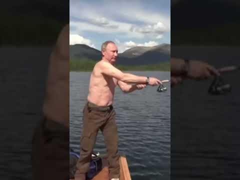 #putin #lider #presidente #rusia Putin fishing in a siberian lake, forest.