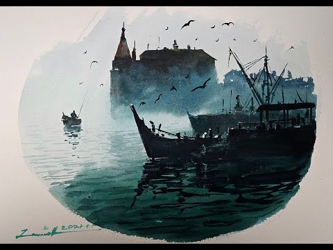 Watercolour Seascape Tutorial : Easy Steps