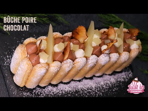 ❅ Recette de Bûche de Noël Poire Chocolat façon Charlotte (sans moule à bûche) ❅