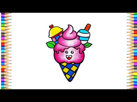Cute Icecream Cone Drawing || How to Draw Icecream Cone for Beginner's || Icecream Drawing...