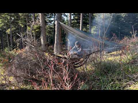 Cliffside Tarp Camping 🌲 Muhlama (Kuymak) Recipe 🔥 Winter Camping Alone in a Windy Forest