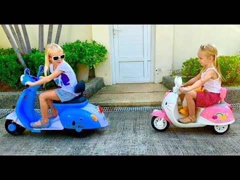 Mili and Stacy Pretend Play with Ride On Cars Toy part 2